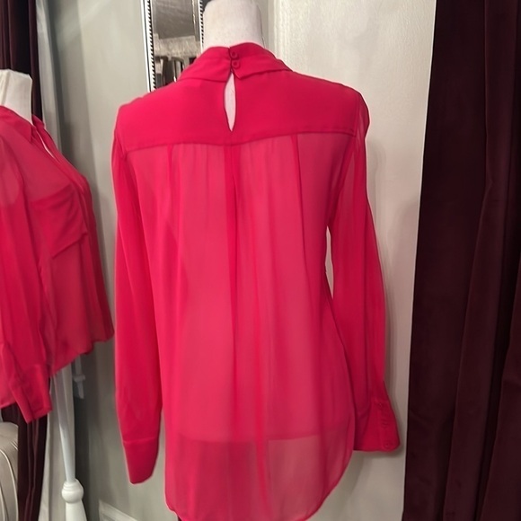 BCBGMAXAZRIA Azalea Pink Sheer Top Size Small - Picture 5 of 10